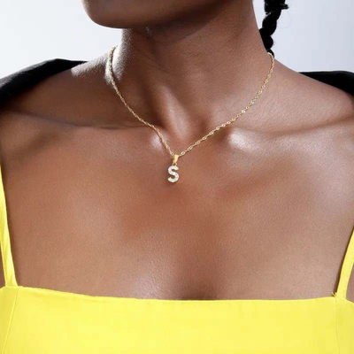 Goudkleurige Zirkonia Letterketting Dames