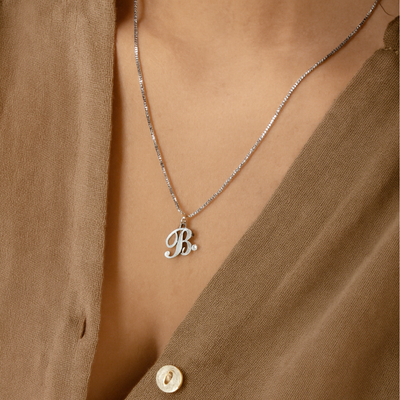 Dames Sterling Zilver Gepersonaliseerde Initiaal Geboortesteen Ketting