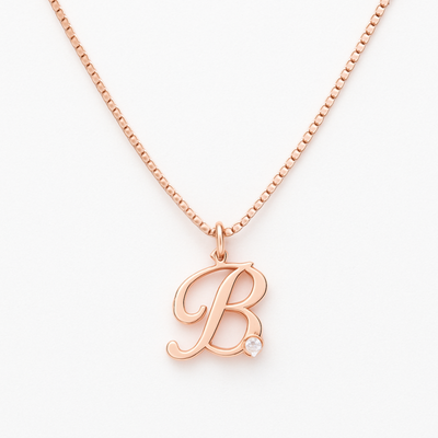Dames Sterling Zilver Gepersonaliseerde Initiaal Geboortesteen Ketting