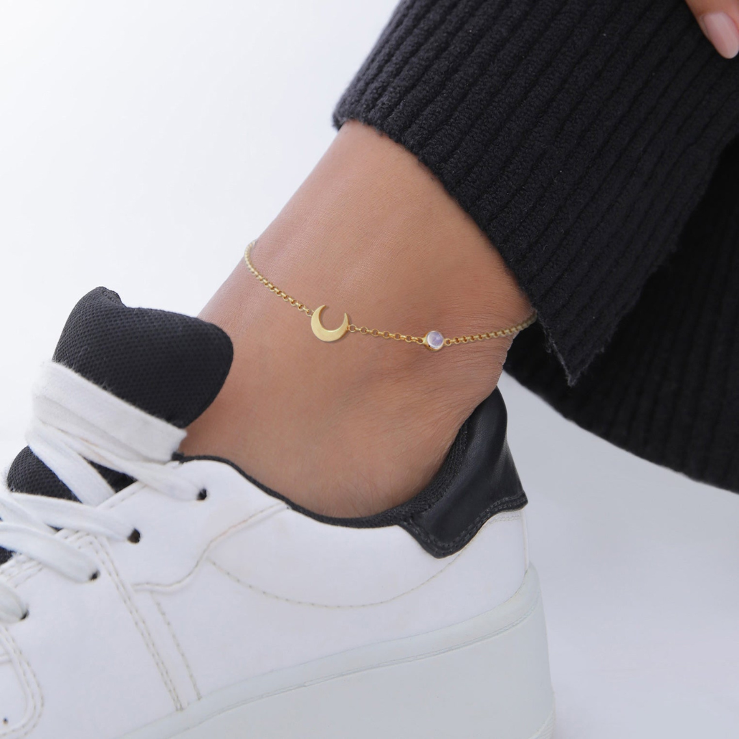Minimalistische Maan Enkelband Dames