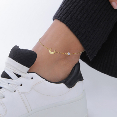 Minimalistische Maan Enkelband Dames