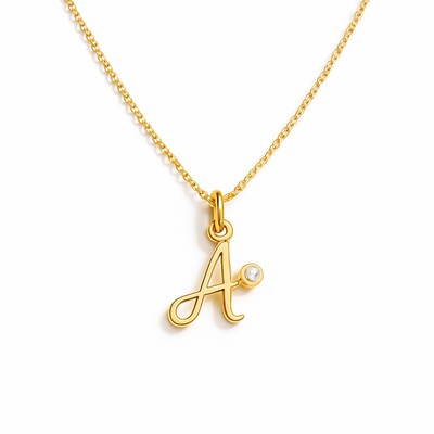 Dames Sterling Zilver Gepersonaliseerde Initiaal Geboortesteen Ketting