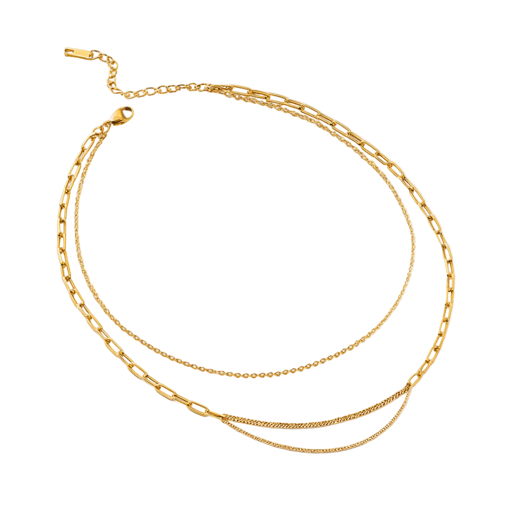 Driedubbele Laag Ketting Dames Verguld