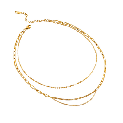 Driedubbele Laag Ketting Dames Verguld