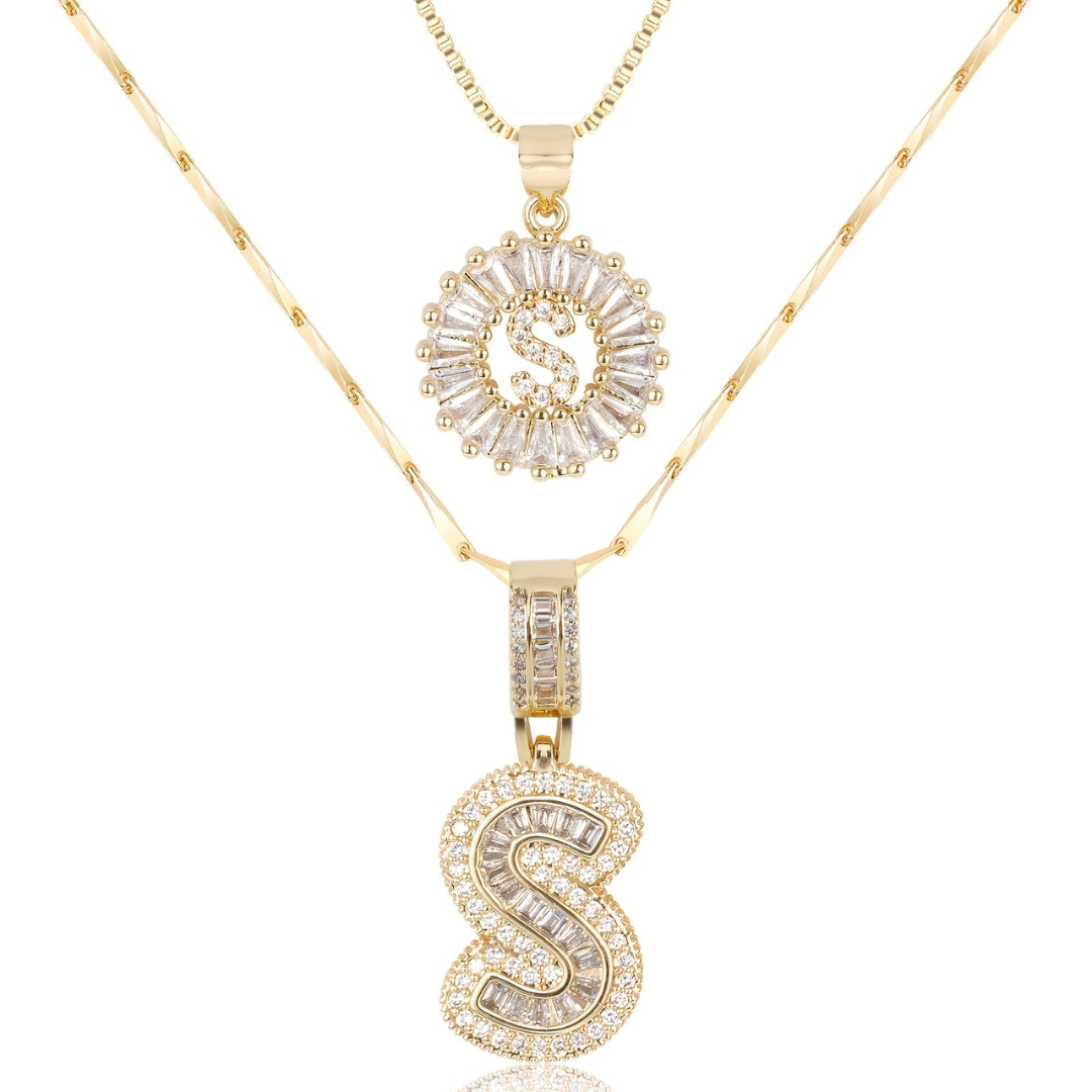 Dubbele Initialen Ketting Set Dames