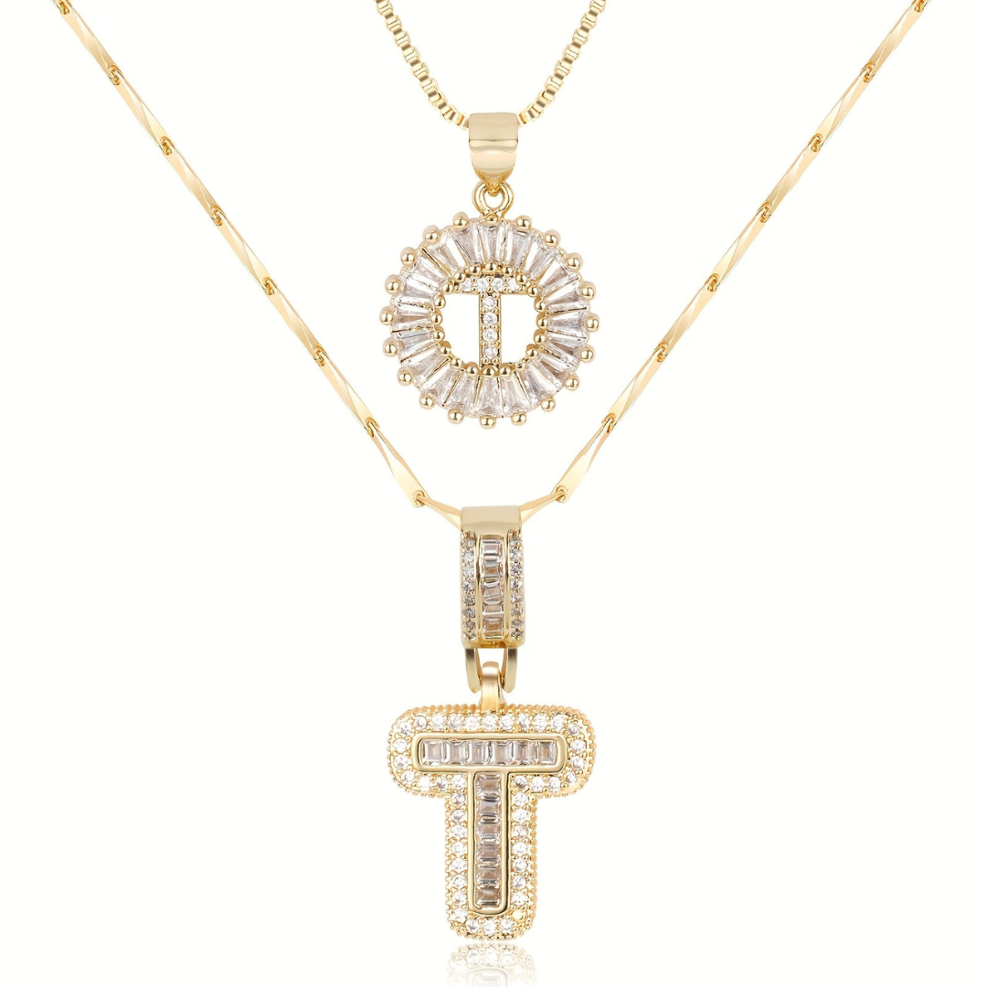 Dubbele Initialen Ketting Set Dames