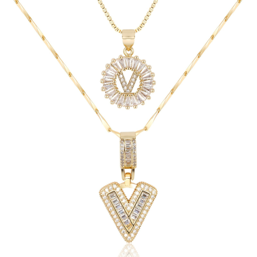 Dubbele Initialen Ketting Set Dames
