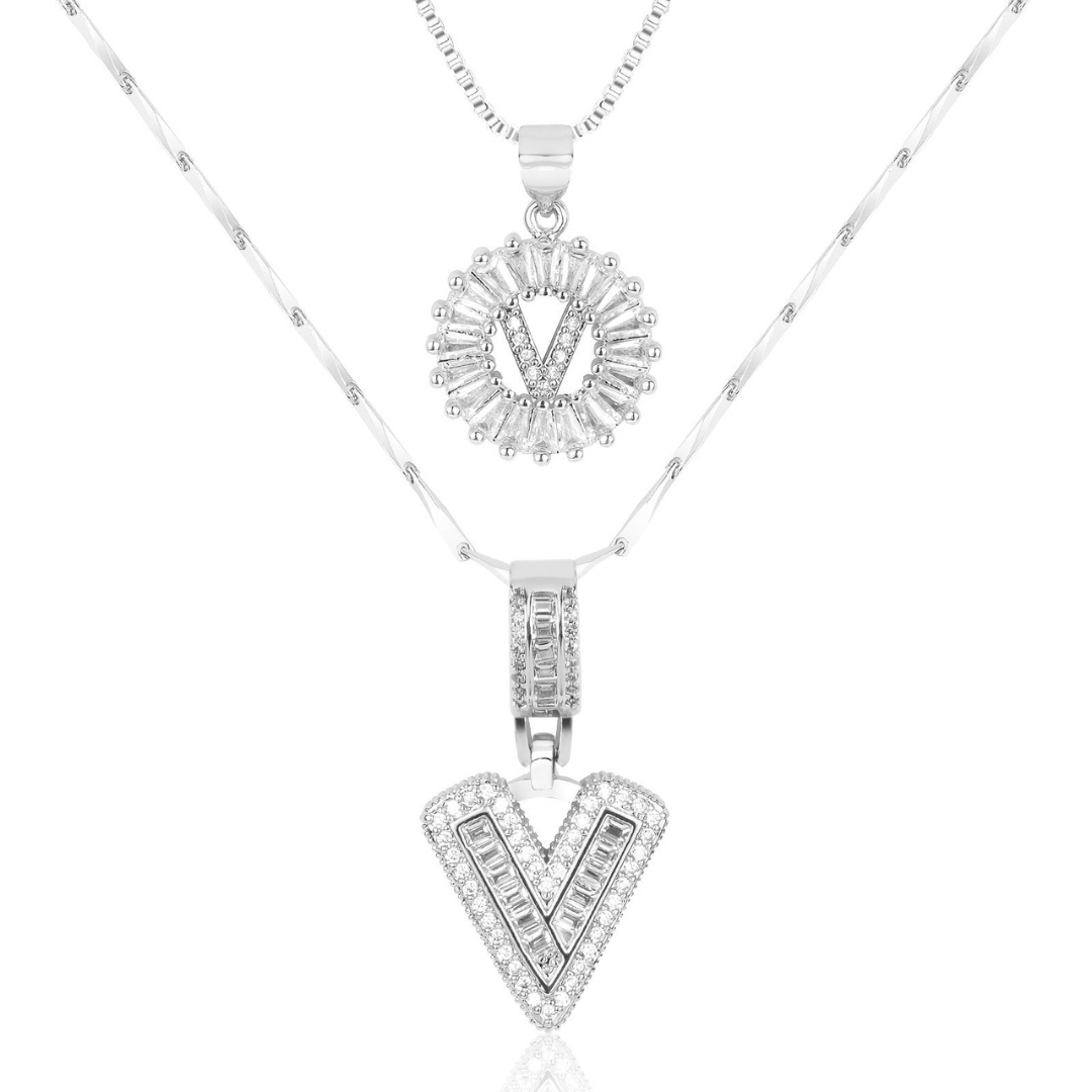 Dubbele Initialen Ketting Set Dames