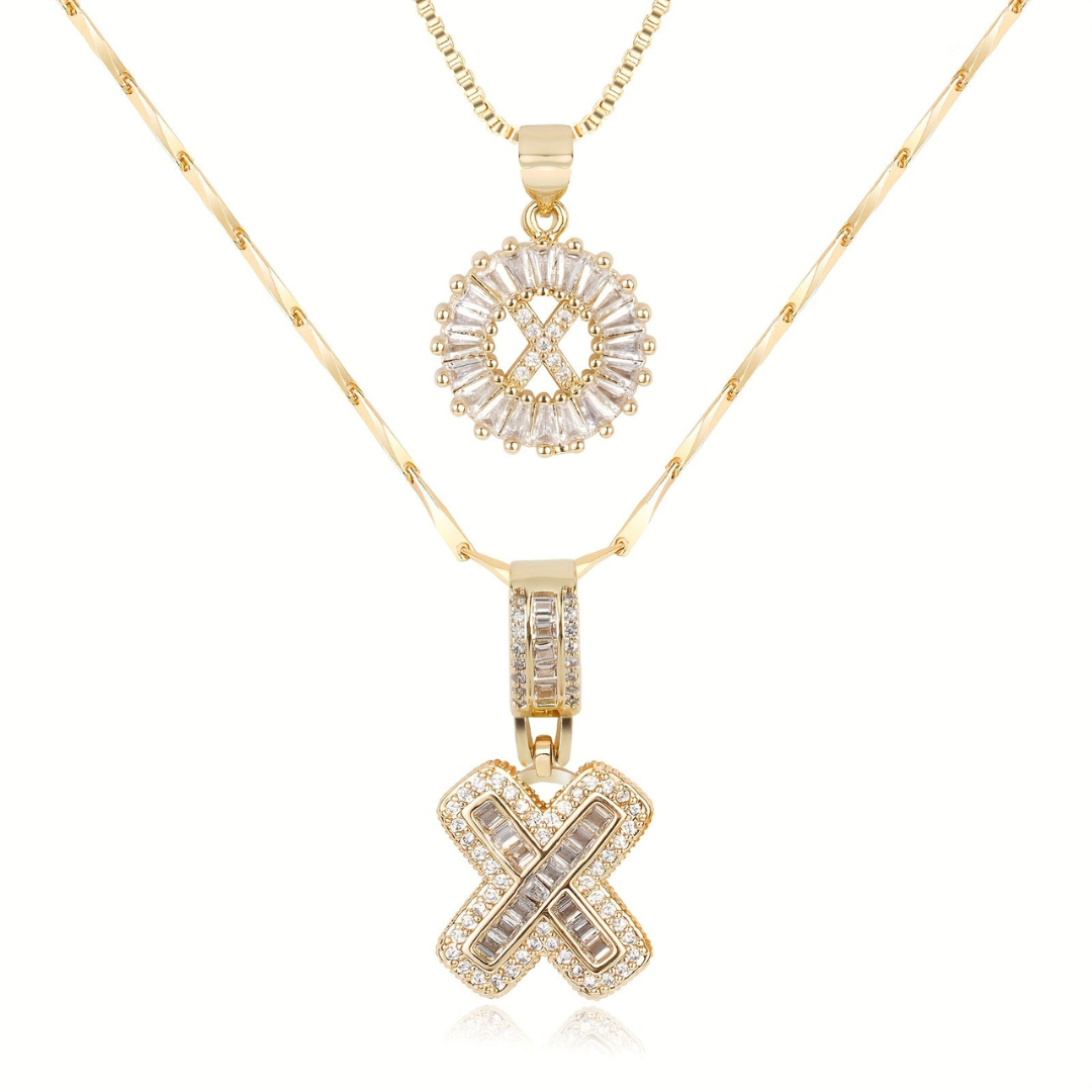 Dubbele Initialen Ketting Set Dames