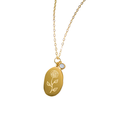 Geboortebloem & -steen Naam Ketting Dames