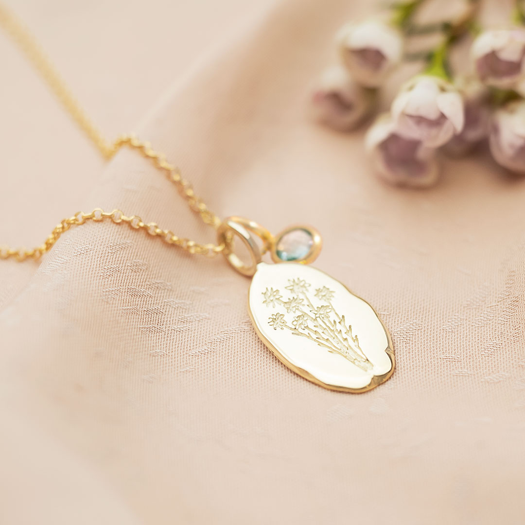 Geboortebloem & -steen Naam Ketting Dames