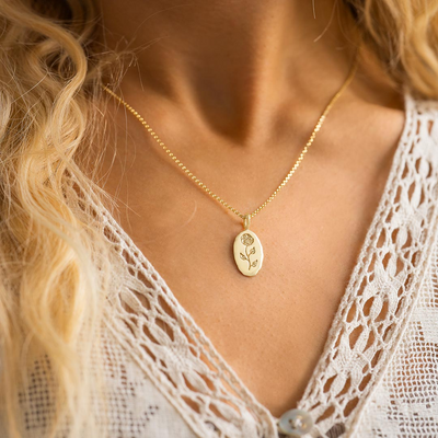 Geboortebloem & -steen Naam Ketting Dames