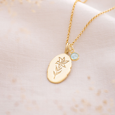 Geboortebloem & -steen Naam Ketting Dames