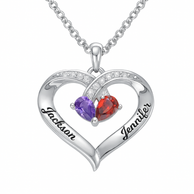 Gepersonaliseerde Hart Ketting Geboortestenen Dames