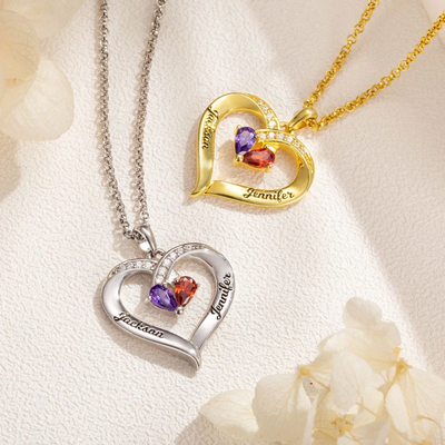 Gepersonaliseerde Hart Ketting Geboortestenen Dames