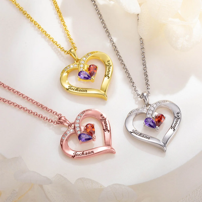 Gepersonaliseerde Hart Ketting Geboortestenen Dames