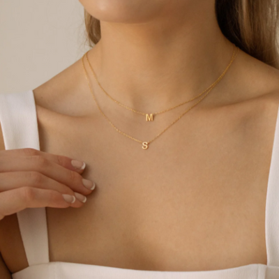Dames Sterling Zilveren Gepersonaliseerde Initiaal Ketting
