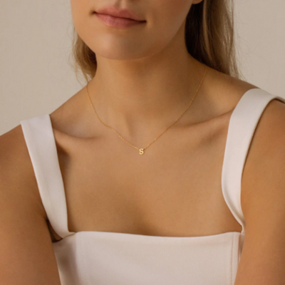 Dames Sterling Zilveren Gepersonaliseerde Initiaal Ketting