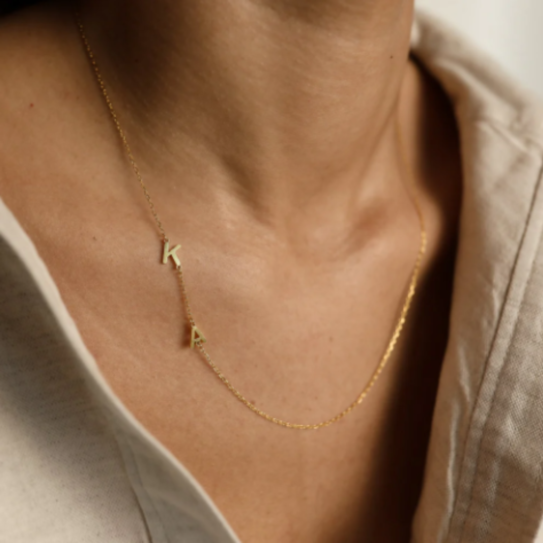 Dames Ketting Met Initiaal Zijwaarts