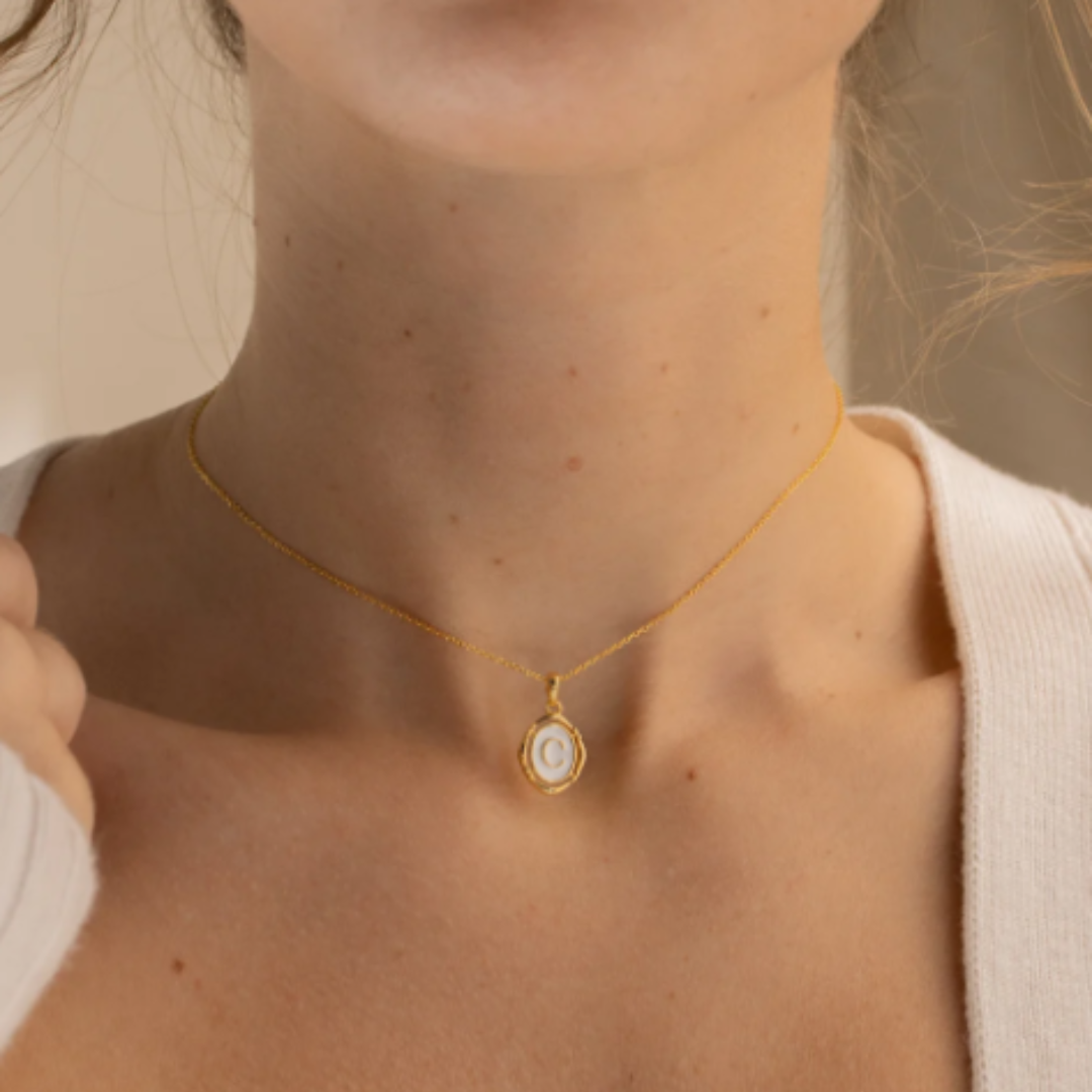 Dames Sterling Zilver Initiaal Hanger Ketting