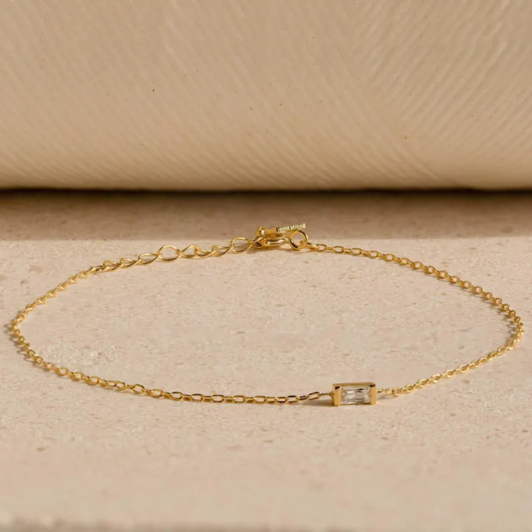 Dames Gepersonaliseerde Baguette Geboortesteen Armband