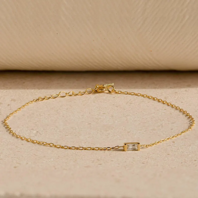 Dames Gepersonaliseerde Baguette Geboortesteen Armband