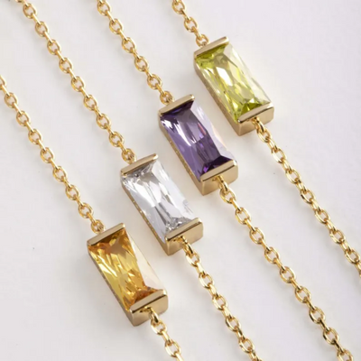 Dames Gepersonaliseerde Baguette Geboortesteen Armband