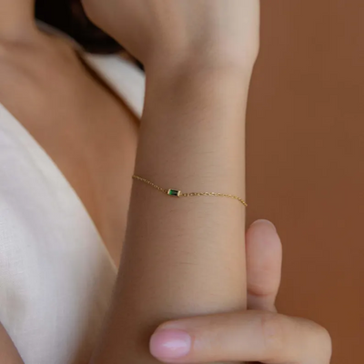 Dames Gepersonaliseerde Baguette Geboortesteen Armband