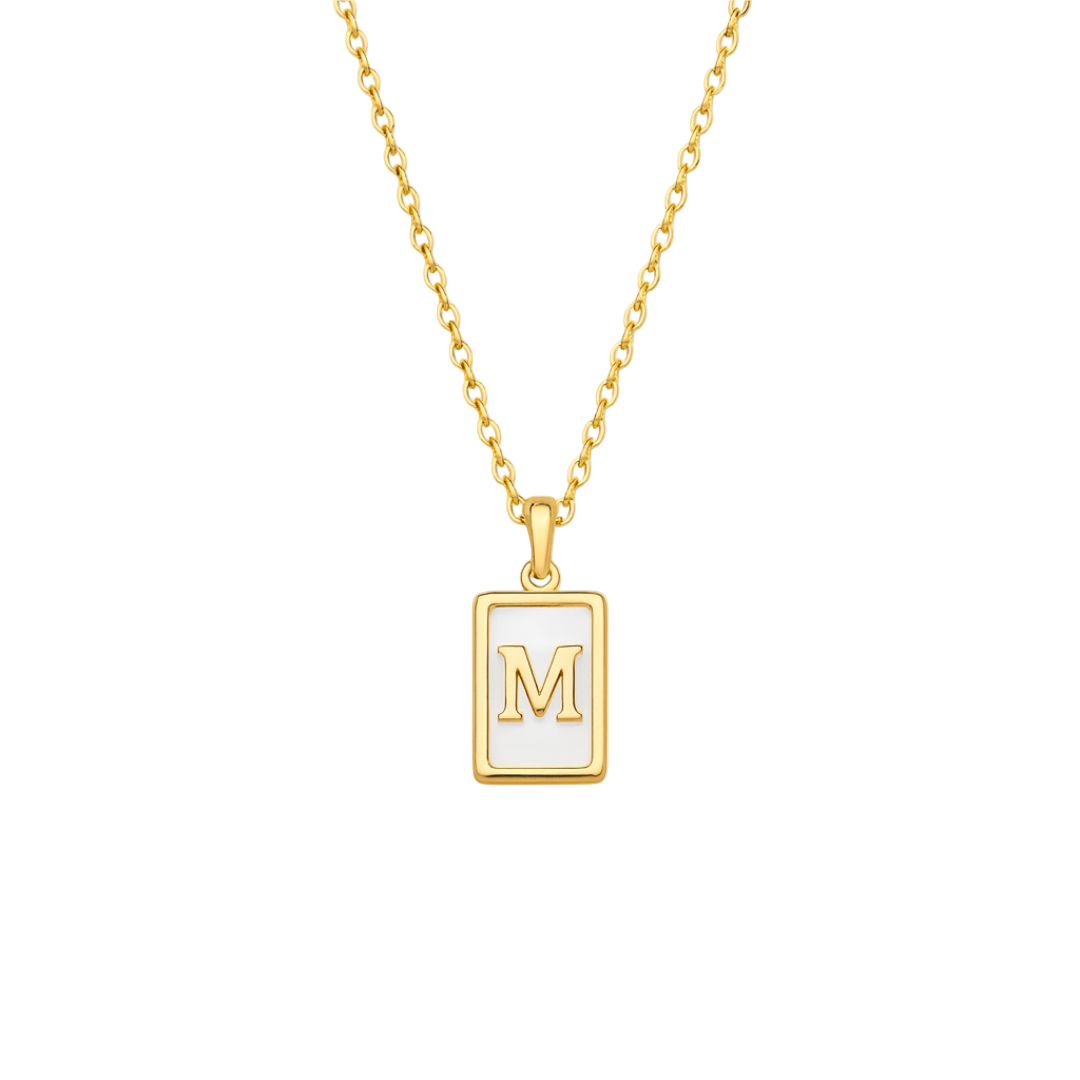Dames Gepersonaliseerde Wit & Goud Initiaal Ketting