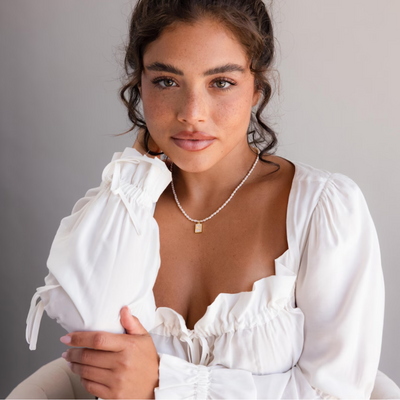 Dames Gepersonaliseerde Wit & Goud Initiaal Ketting