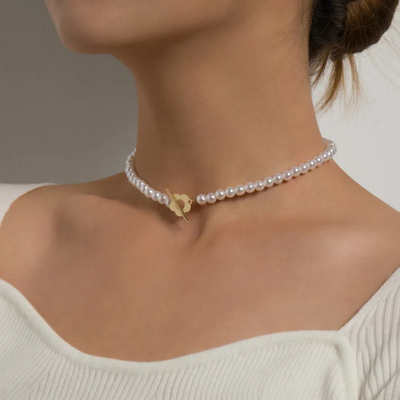Parel Ketting Dames Bloemen Choker