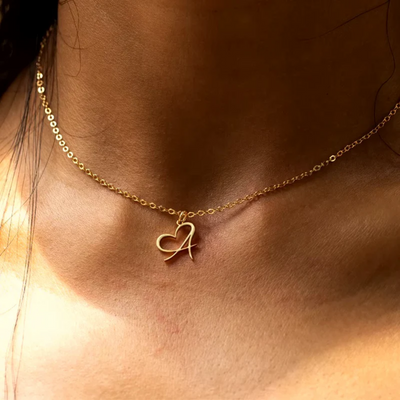 Dames Gepersonaliseerde Hart Initiaal Ketting