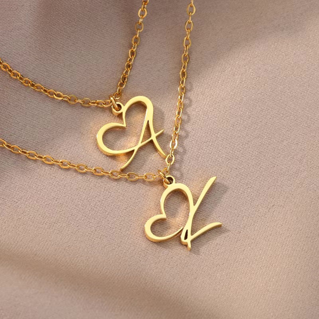 Dames Gepersonaliseerde Hart Initiaal Ketting