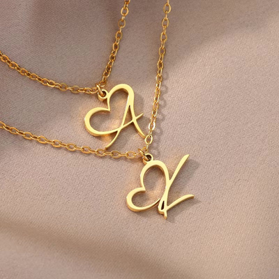 Dames Gepersonaliseerde Hart Initiaal Ketting