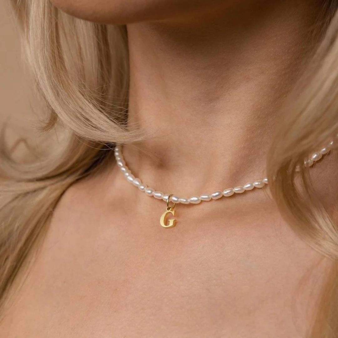 Dames Gepersonaliseerde Parel Initiaal Ketting