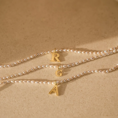 Dames Gepersonaliseerde Parel Initiaal Ketting