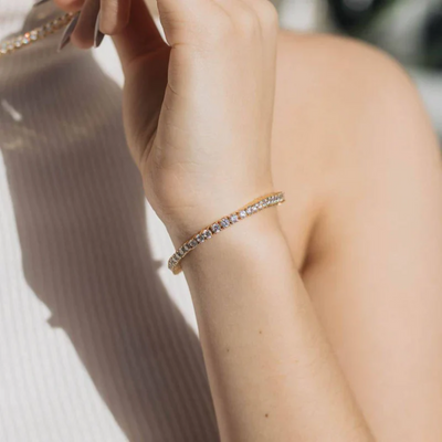 Dames Zirkonia Tennisarmband Verguld