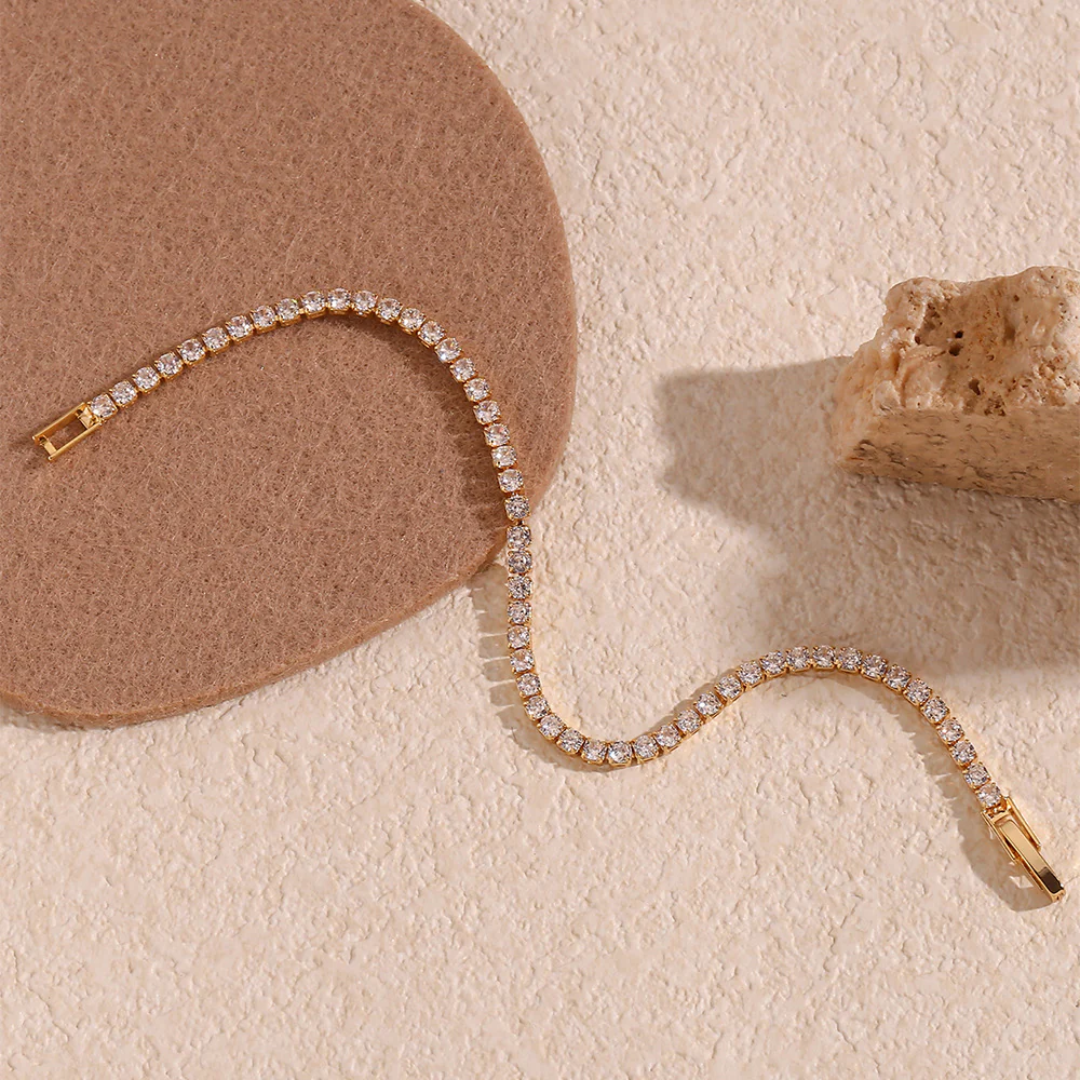 Dames Zirkonia Tennisarmband Verguld