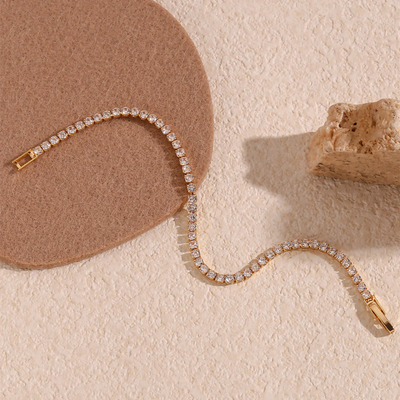 Dames Zirkonia Tennisarmband Verguld