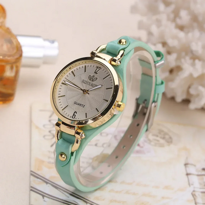 Dames Kwarts Horloge Met Vegan Leren Band