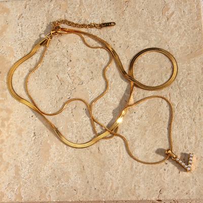 Dames Gepersonaliseerde Gelaagde Initiaal Ketting