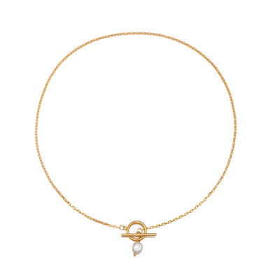 Ketting Dames Zoetwaterparel T-Bar RVS