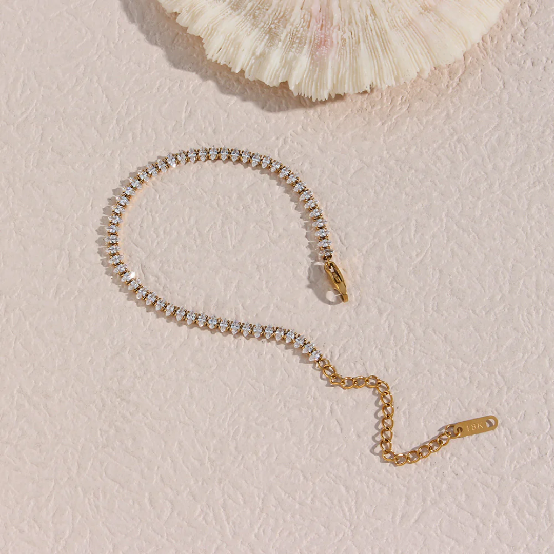 Dames Tennisarmband Zirkonia Verguld