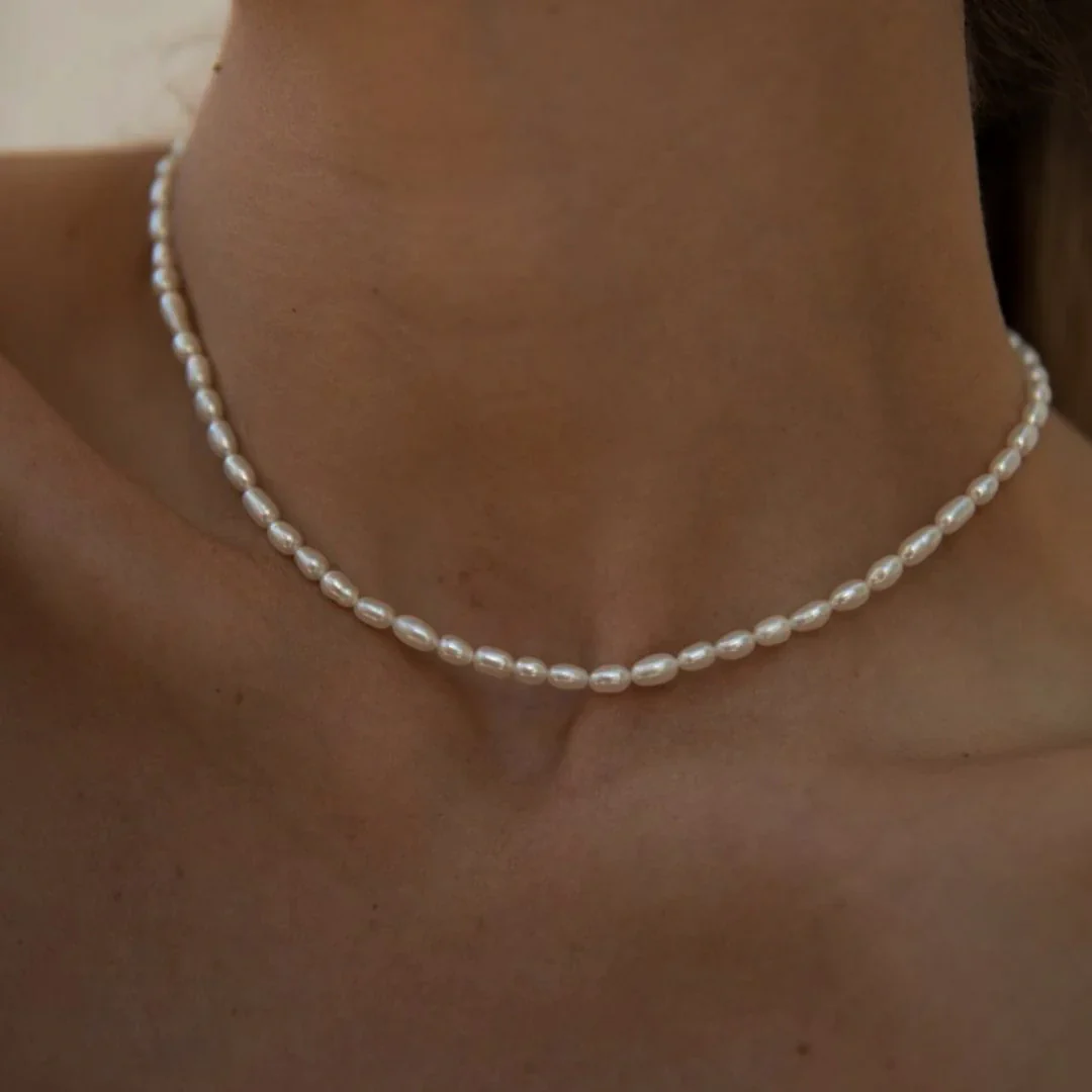 Parel Ketting Dames Zoetwaterparel Choker Verstelbaar