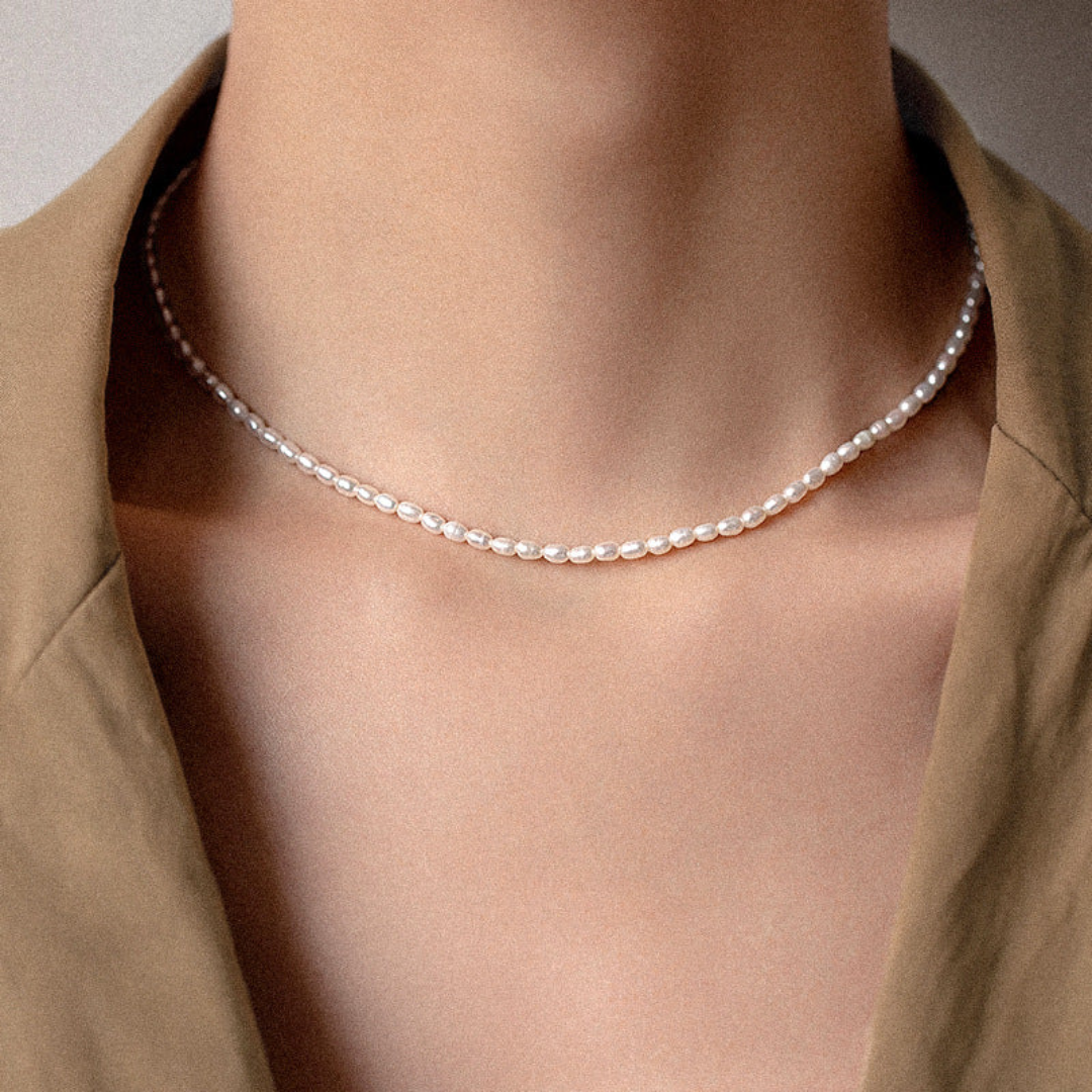 Parel Ketting Dames Zoetwaterparel Choker Verstelbaar