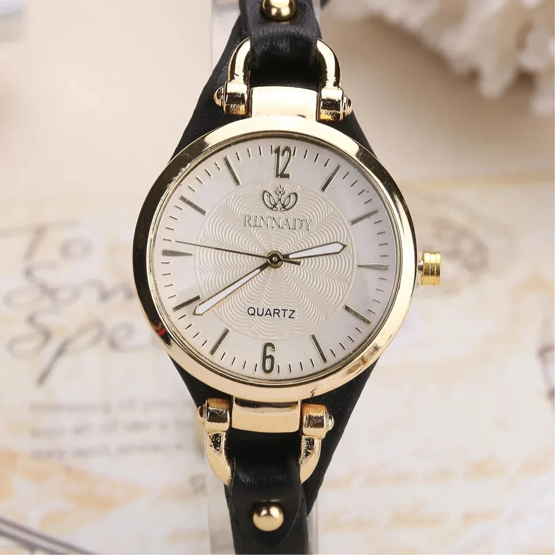 Dames Kwarts Horloge Met Vegan Leren Band