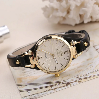 Dames Kwarts Horloge Met Vegan Leren Band
