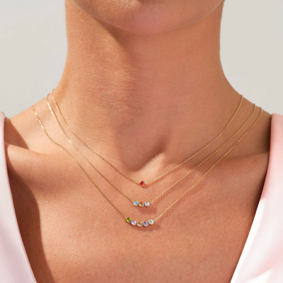 Gepersonaliseerde Familie Geboortesteen Ketting