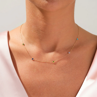 Elegante Familie Geboortesteen Ketting Dames