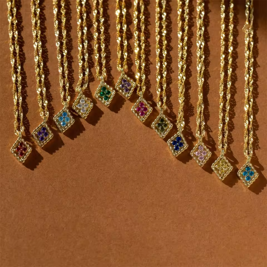 Dames Geboortesteen Ketting Gepersonaliseerd S925 Sterling